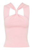 Angelika Twist Front Knit Top Baby Pink