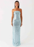Lyric Sequin Maxi Dress Turquoise
