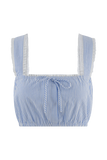Gretel Sleeveless Crop Top Blue Pinstripe