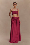 Scottie Shirred Linen Bandeau Wine