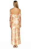 Ella Yellow Bloom Satin Maxi Dress