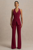 Carina Burgundy Flared Leg Tailored Trousers