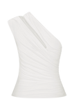 Anna One Shoulder Modal Top White