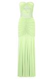 Khadijah Lace And Mesh Maxi Dress Sage