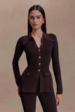 Suzie Ribbed Long Sleeve Longline Top Chocolate