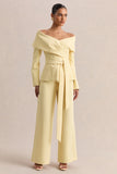 Empress Lemon Bardot Neck Tailored Top