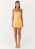 Honey Bow Mini Dress Yellow