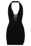 Aubree Crepe And Mesh Mini Dress Black