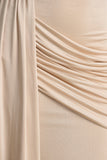 Romi Champagne High Neck Maxi Dress With Ruched Detailing