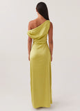 Heart Of Glass Satin Maxi Dress Chartreuse