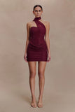 Mattea Diamante Mini Dress With Scarf Plum