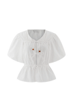 Emilie Puff Sleeve Cotton Top White