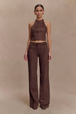 Logan Faux Suede Halter Top Dark Chocolate