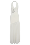 Aubree Crepe And Mesh Maxi Dress Ivory