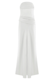 Jasmine Strapless Satin Maxi Dress White