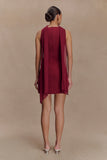 Skyler Suiting Embroidered Mini Dress Wine