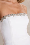 Bobbie White Embellished Bandeau Mini Dress