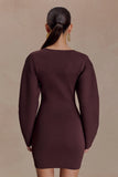 Billy Balloon Sleeve Knit Mini Dress Dark Chocolate