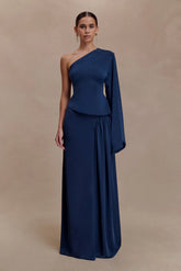 Vivica Slinky Gathered Maxi Skirt Midnight Navy