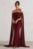 Carlotta Berry Bardot Maxi Dress With Chiffon Cape