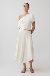 Luu Slinky Midi Skirt Ivory