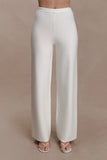 Kerrymae Straight Leg Knit Pants Off White