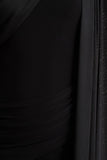 Brenda Black Crew Neck Maxi Dress With Mesh Cape And Sash