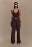 Natalya Ribbed Knit Cami Top Dark Chocolate
