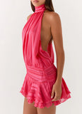 Willow Chiffon Mini Dress Fuchsia
