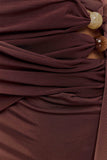 Alicent Slinky Beaded Mini Skirt Chocolate