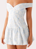 Endless Romance Off Shoulder Mini Dress Blue Floral