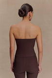Elodie Strapless Cupped Knit Top Chocolate