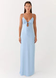Flora Satin Maxi Dress Ice Blue