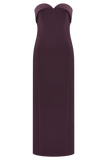 Cary Folded Strapless Crepe Midi Dress Wine