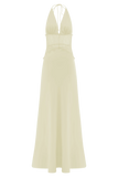 Dinah Lace And Satin Maxi Dress Lemon