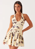 Mirelle Halter Neck Mini Dress Buttercream Bliss