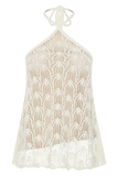 Corey Crochet Halter Neck Top Ivory