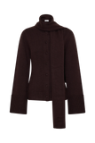 Lara Knit Cardigan With Scarf Chocolate
