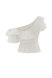 Debbie One Shoulder Bubble Top White