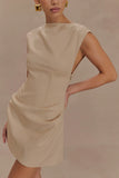 Doris Sleeveless Mini Dress Camel
