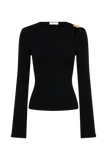 Ricky Knit Long Sleeve Longline Top Black
