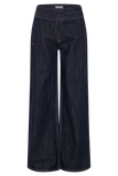 Sienna Flare Mid Rise Denim Jeans Indigo Pinstripe