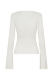 Ricky Knit Long Sleeve Longline Top Ivory