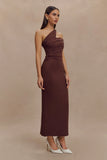 Anastasia One Shoulder Modal Midi Dress Mahogany