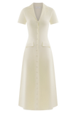 Pearson Short Sleeve Knit Midi Dress Ivory