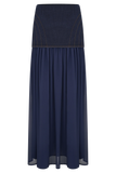 Tully Chiffon Denim Maxi Skirt Indigo Blue