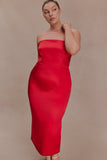 Ophelia Peplum Satin Maxi Dress Red