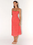 Kahlo Midi Dress Magenta Red Rose