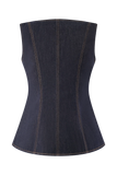Neve Sleeveless Buttoned Denim Top Washed Indigo Blue