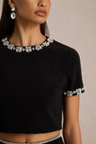 Aven Black Hand Embellished Maxi Skirt